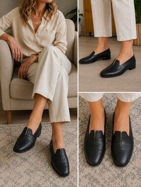 NWT.Black Slip-On Leather Dress Shoes